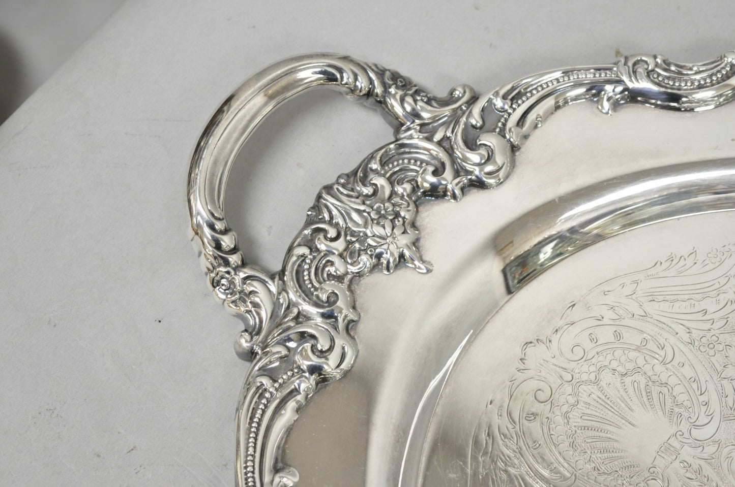 Vintage Reed & Barton 1955 Victorian Silver Plated Oval Bar Serving Platter Tray