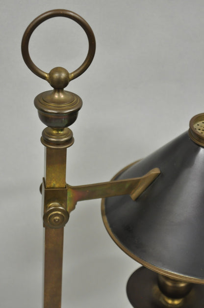 Vintage Chapman French Country Patinated Brass Branch Candlestick Desk Lamp