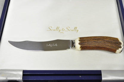 Scully & Scully Arts & Crafts Natural Staghorn Handle Steak Knives - Set of 6
