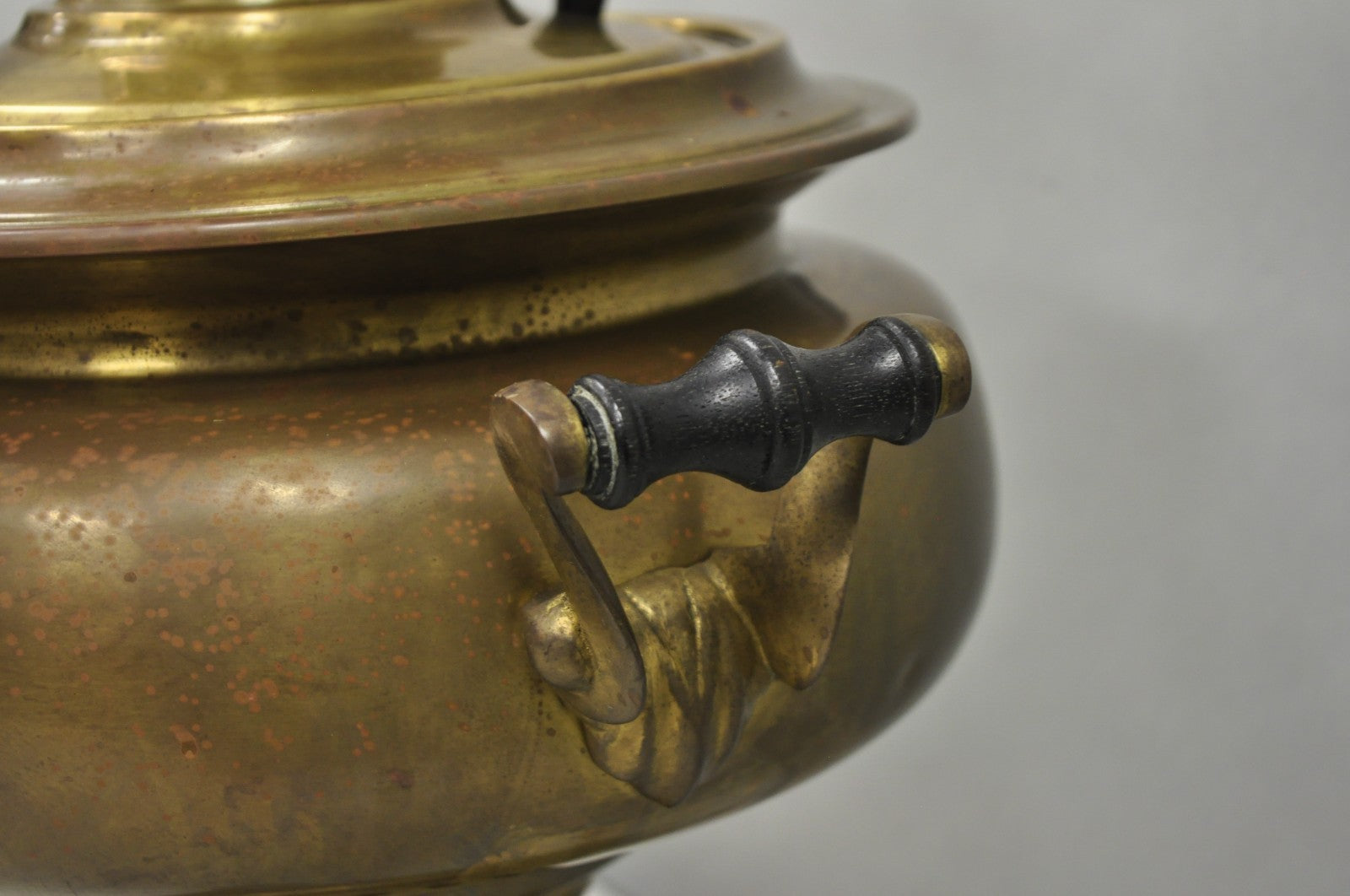 Antique Victorian Russian Brass Samovar Converted Twin Handle Table Lamp