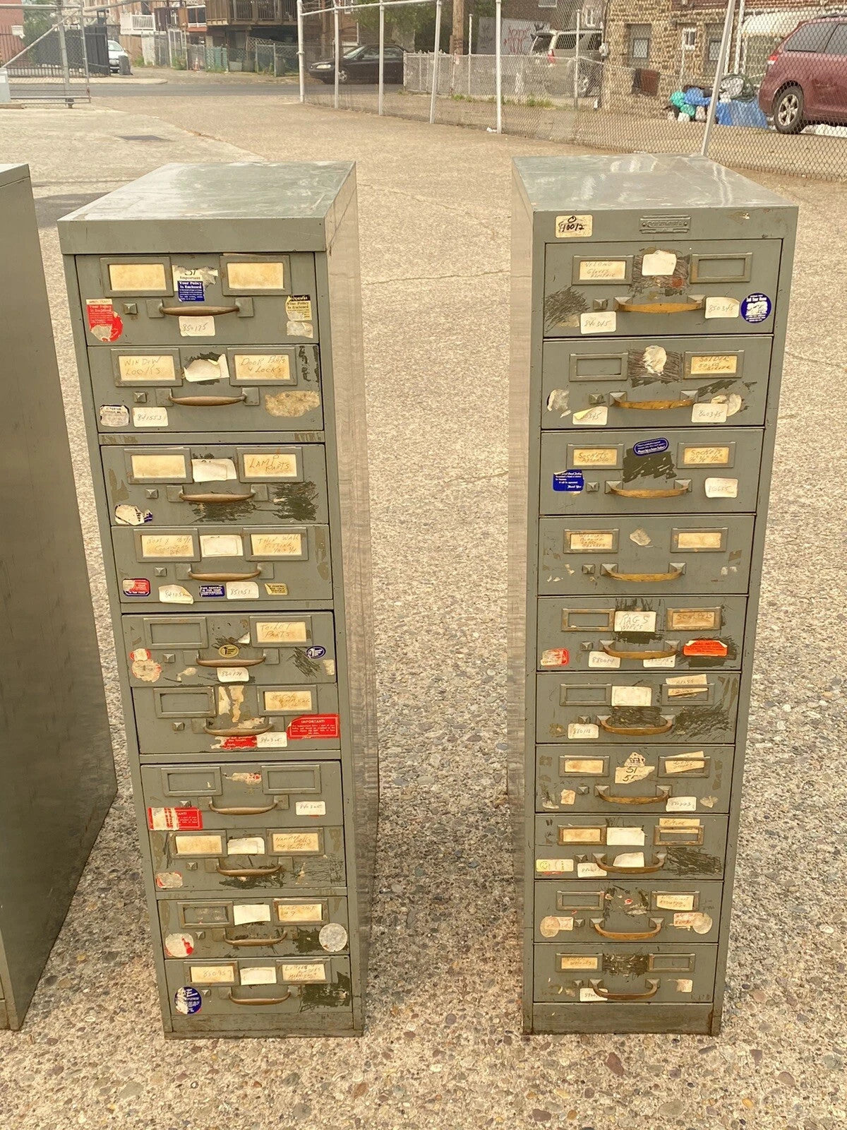 Vintage Columbia Steel Equip Gray Metal 10 Drawer Industrial File Cabinet (A)