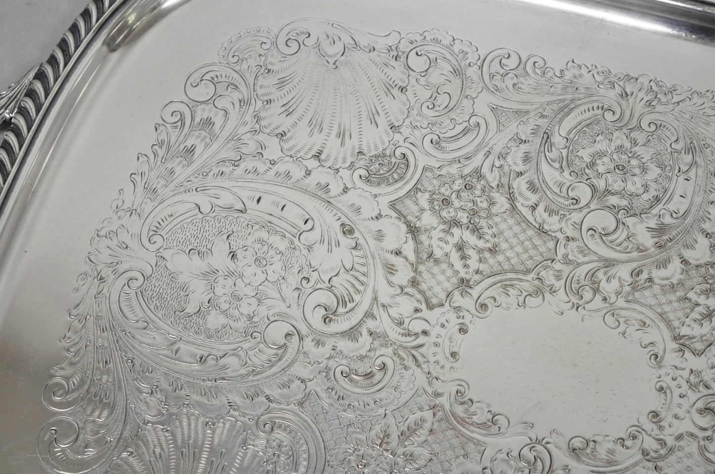 Vintage Sheffield Victorian Silver Plated Twin Handle Bar Serving Platter Tray