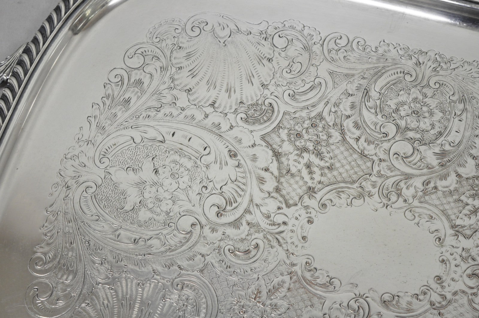 Vintage Sheffield Victorian Silver Plated Twin Handle Bar Serving Platter Tray