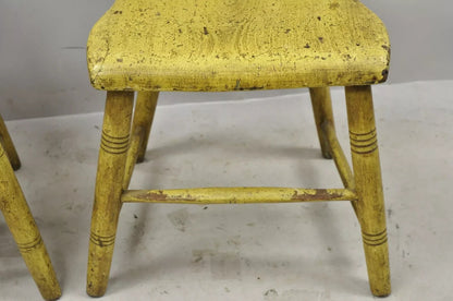 Frederick Loeser & Co Yellow Primitive Hitchcock Style Side Chairs - Pair (A)