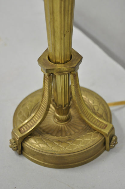Antique French Empire Neoclassical Bronze "Torch & Arrow" Candlestick Table Lamp