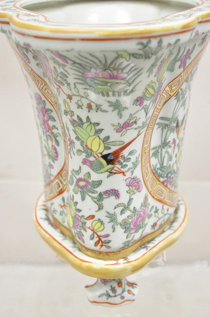 Vintage Chinese Export Porcelain Bird Painted Cachepot Flower Pot - a Pair