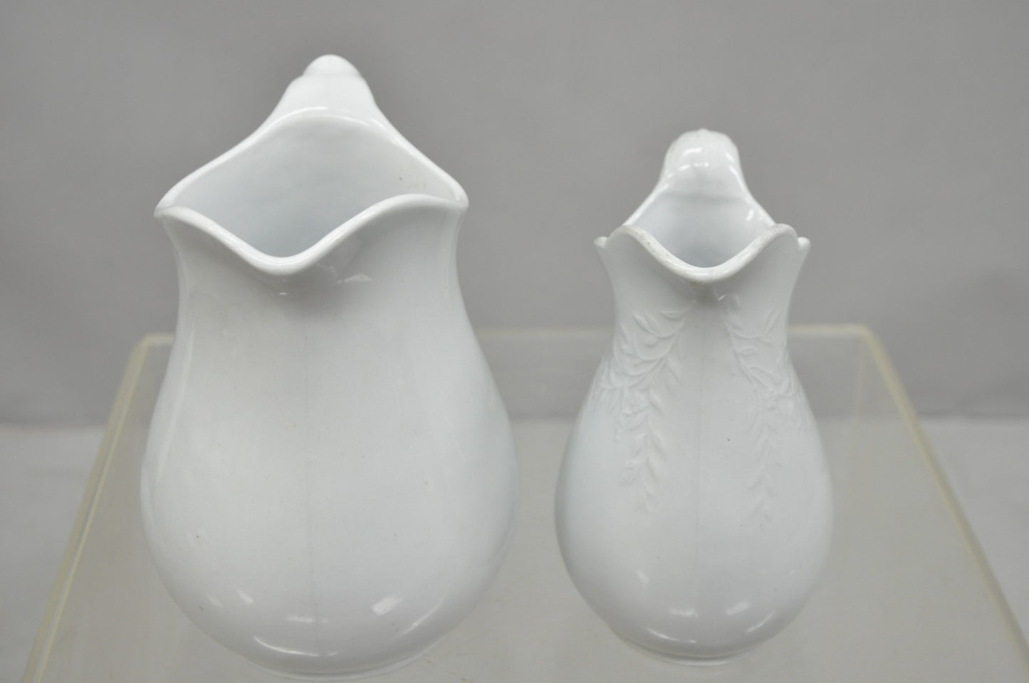 English Ironstone Imperial Hope & Carter Burgess Goddard Water Pitchers Set of 2