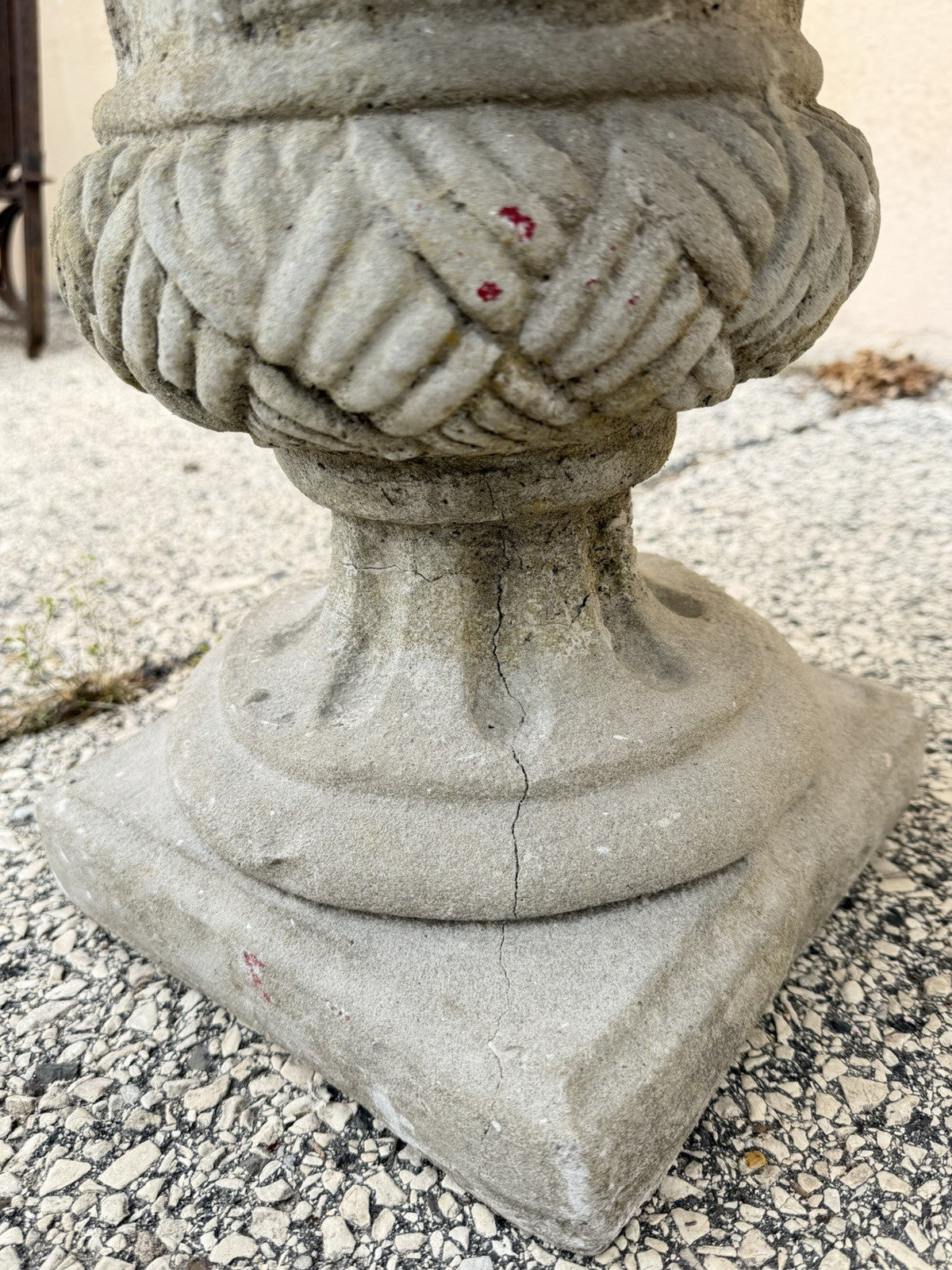 Vintage Cast Cement Stone 26" Fruit & Flower Basket Garden Lawn Ornament - Pair