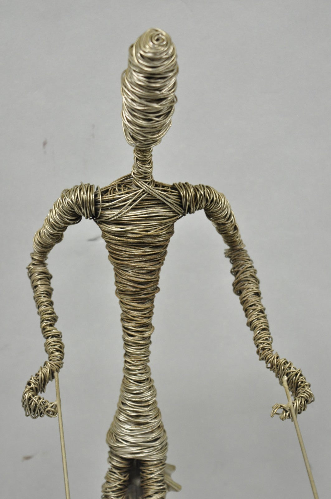 Vintage Mid Century Modern Brutalist Wire Musician Band Figure Sculpture - 2 Pc