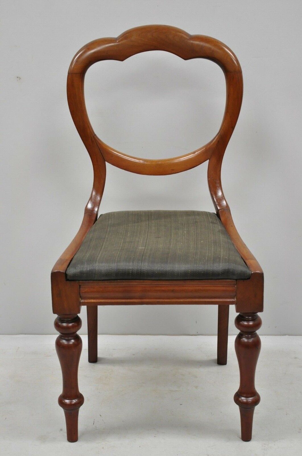 Antique English Victorian Balloon Back Mahogany Library Side Chairs - Set of 4