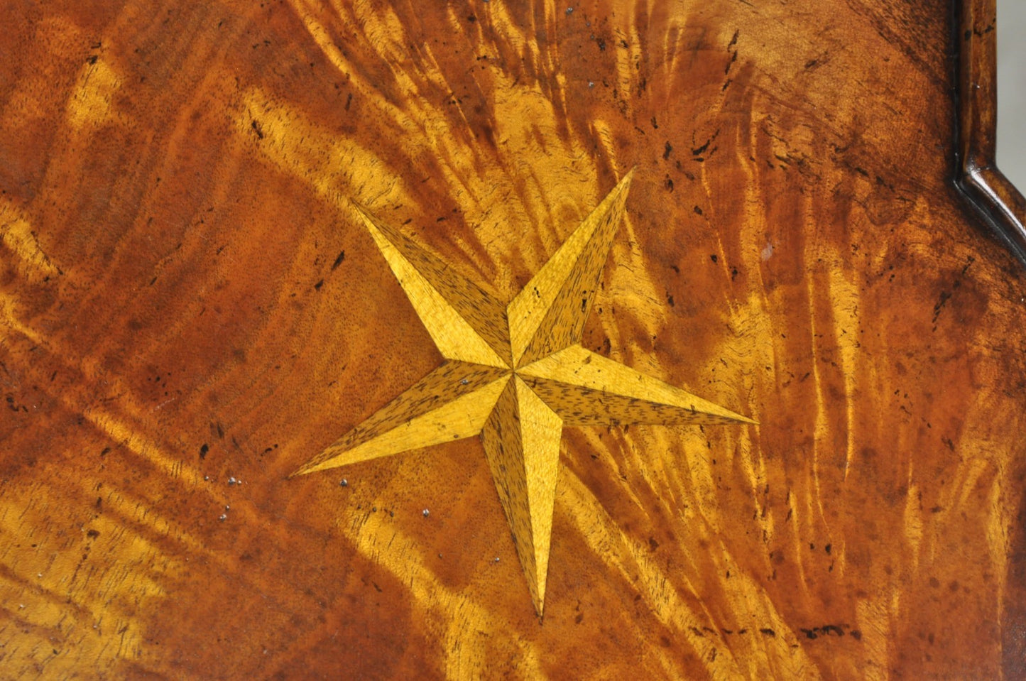 Contemporary Italian Regency Style Star Inlay Cabriole Leg Burl Wood Game Table