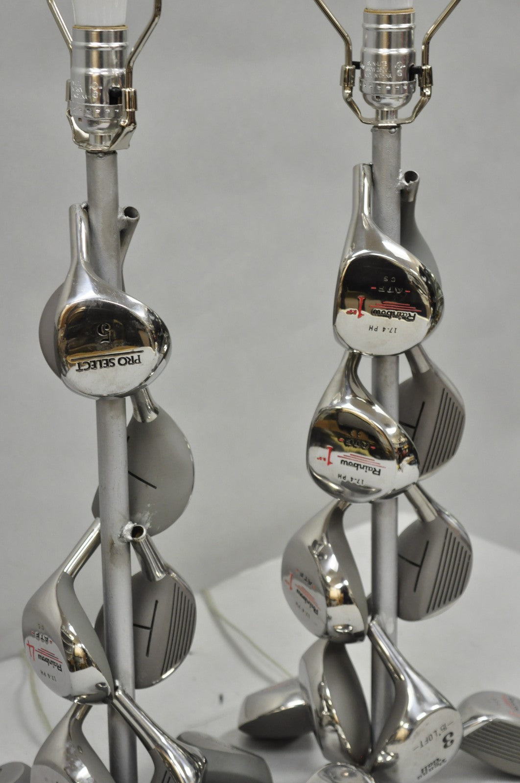 Decorative Modern Real Golf Club Mancave Game Room Table Lamps - a Pair