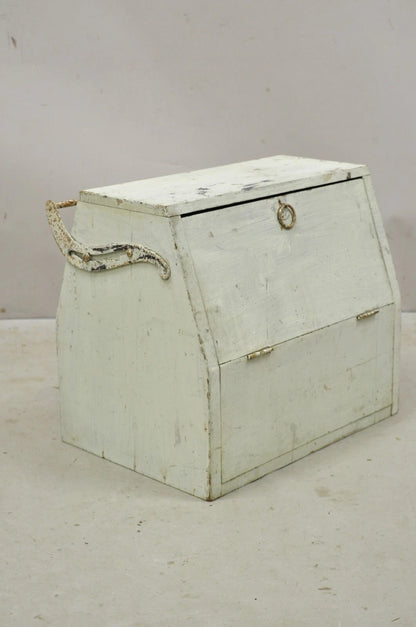 Vintage Arts & Crafts Wooden Green Painted Shoe Polish Box Tool Chest