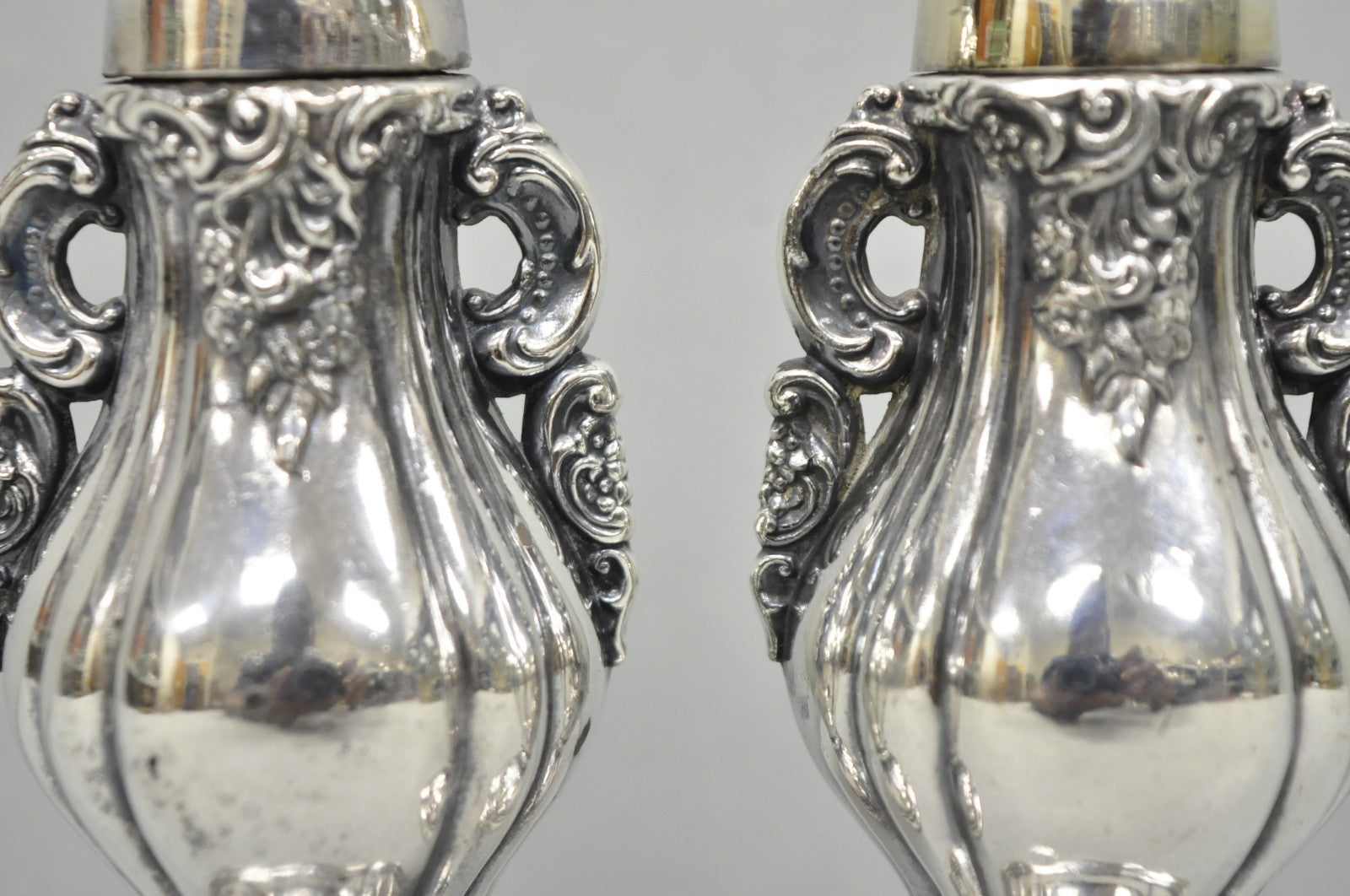 Vintage Wallace Baroque Ornate Silver Plated Salt & Pepper Shakers - a Pair