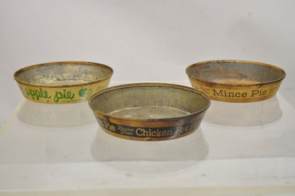 Vtg Advertisement Dinner Time Apple Pie Chicken Pot Pie Mince Pie Tin Metal Pans