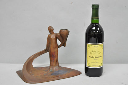Antique Art Nouveau Austrian Bronze Woman Figural Sculpture Candlestick Holder