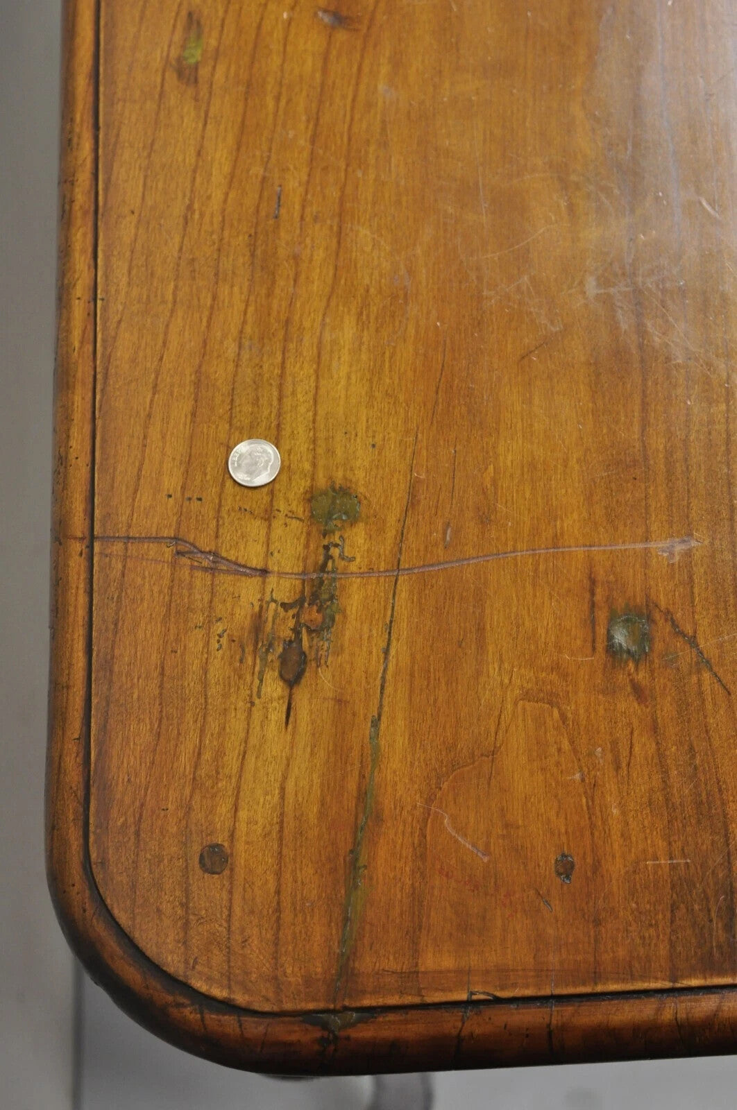 Antique French Provincial Carved Cherry Saber Leg Italian Desk Console Table