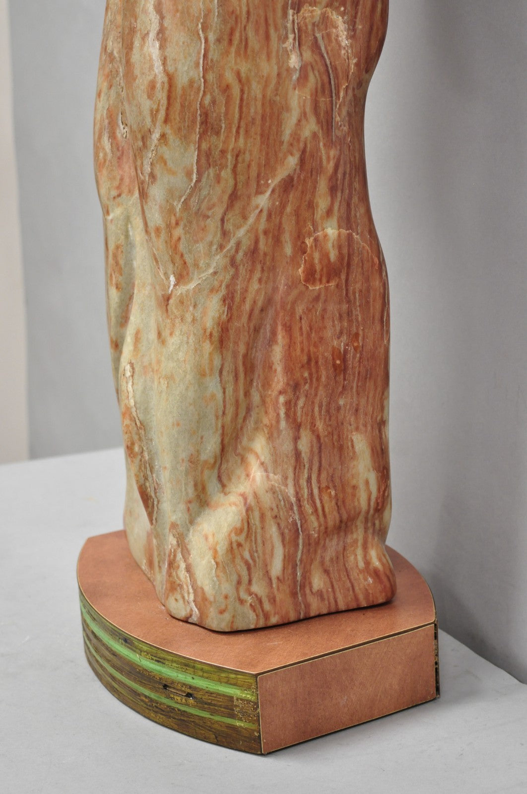 Vintage Seymour Shuren Modern Carved Pink Marble Tall Woman Figure Sculpture