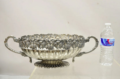 Antique Victorian Silver Plate Grapevine Oval Twin Handle Centerpiece Fruit Bowl