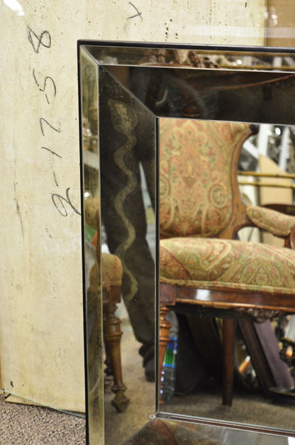 Hollywood Regency James Mont Style Verre Eglomise Smoked Glass Wall Mirror