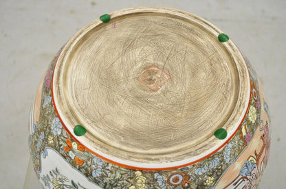 Vintage Chinese Export Porcelain Bulbous Cachepot Vase with Figural Scenes