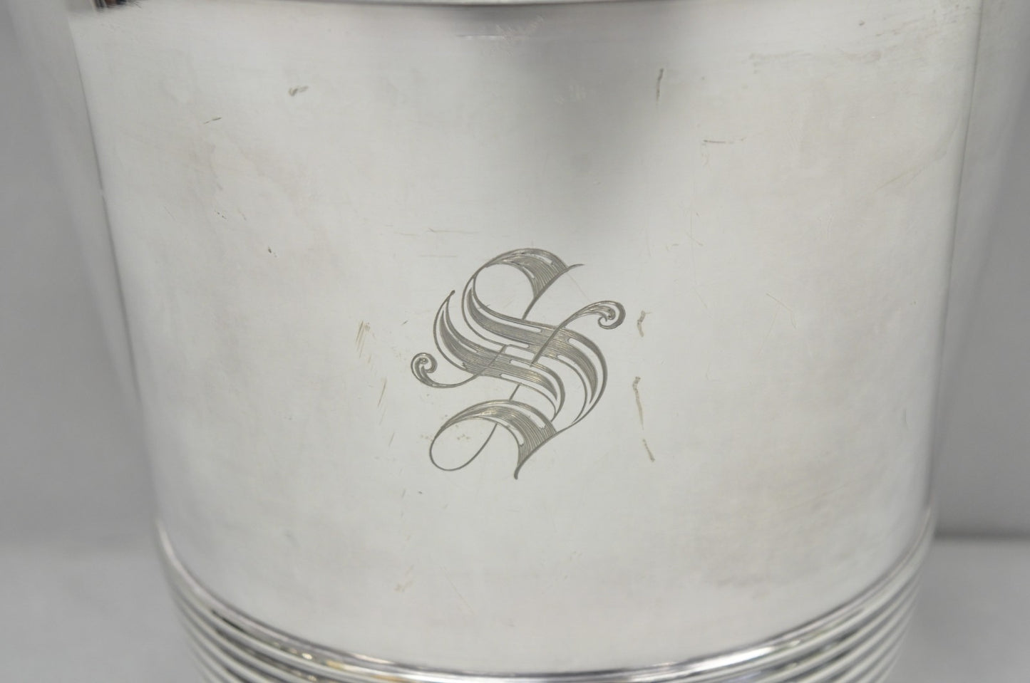 International Wilcox English Regency Silver Plated Champagne Ice Bucket "S" Mono