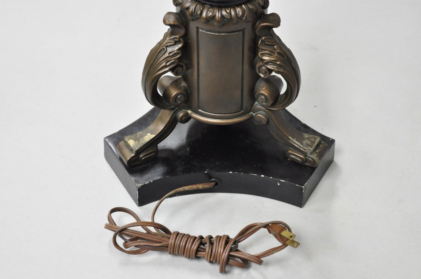 Vintage French Empire Tall Metal Bronze Finish Column Form Table Lamp