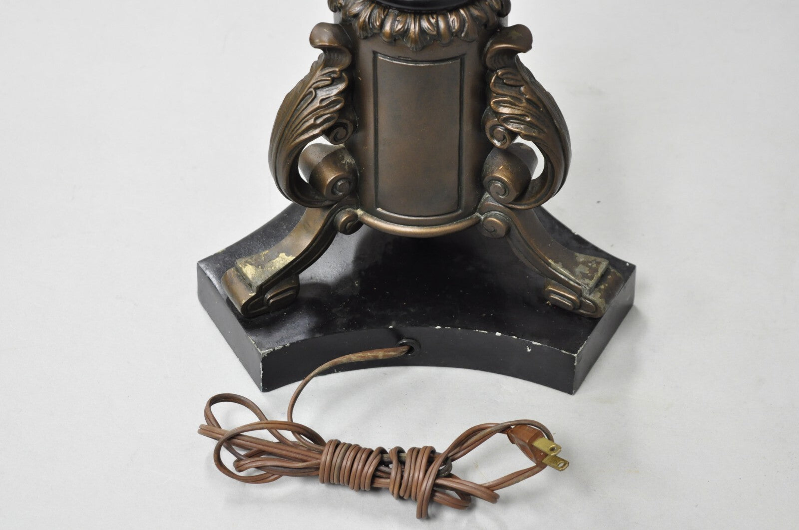 Vintage French Empire Tall Metal Bronze Finish Column Form Table Lamp