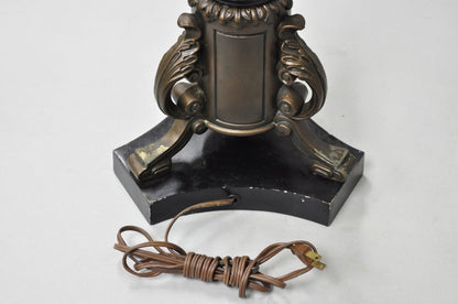 Vintage French Empire Tall Metal Bronze Finish Column Form Table Lamp