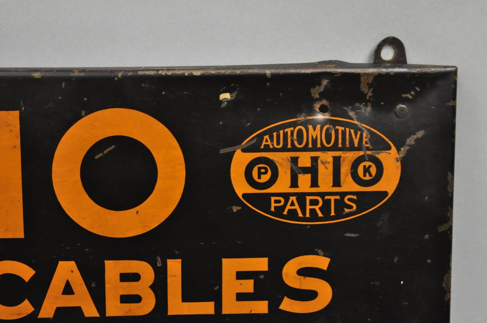Antique Ohio Battery Cables Tin Metal Black & Orange Store Parts Display
