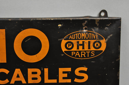 Antique Ohio Battery Cables Tin Metal Black & Orange Store Parts Display