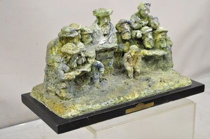 "Tashlich" by Samuel M Segal Judaism Vintage Brutalist Green Plaster Sculpture