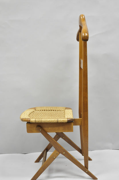 Vintage Mid Century Italian Style Modern Beech Wood Clothing Valet Chair Seat, B
