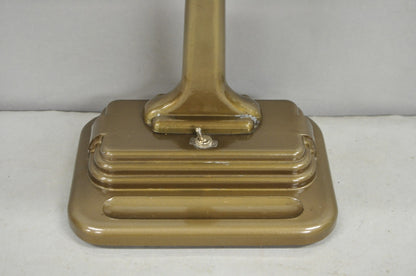 Vintage Mid Century Modern Art Deco Metal Bronze Finish Bankers Table Desk Lamp