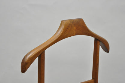 Vintage Mid Century Italian Modern Beech Wood Clothing Valet Chair Seat (A)