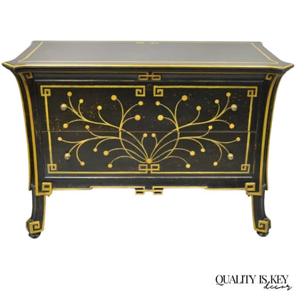 Regency Style Black Ebonized 2 Drawer Commode Dresser Chest by Decorative Crafts