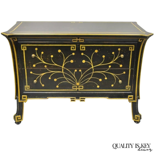 Regency Style Black Ebonized 2 Drawer Commode Dresser Chest by Decorative Crafts