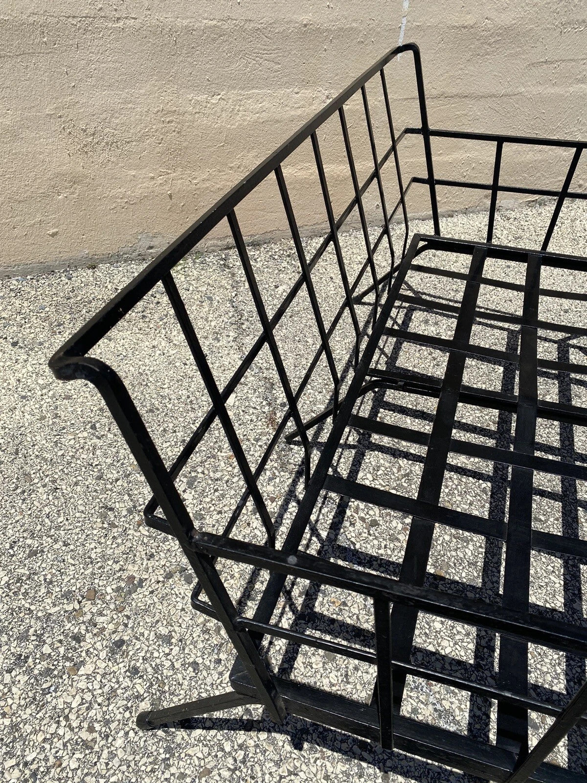 Vintage Mid Century Modern Black Wrought Iron Arthur Umanoff Style Sofa