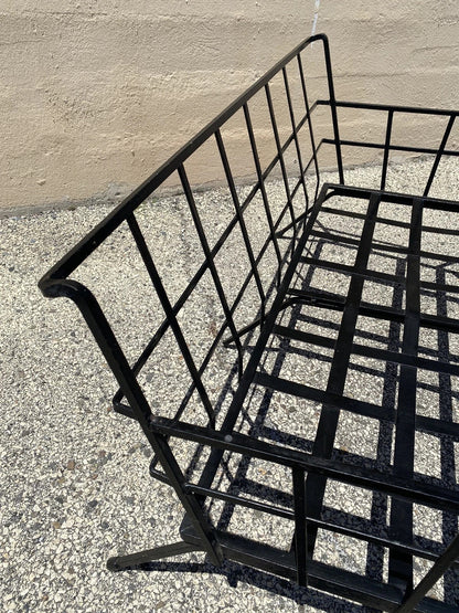 Vintage Mid Century Modern Black Wrought Iron Arthur Umanoff Style Sofa