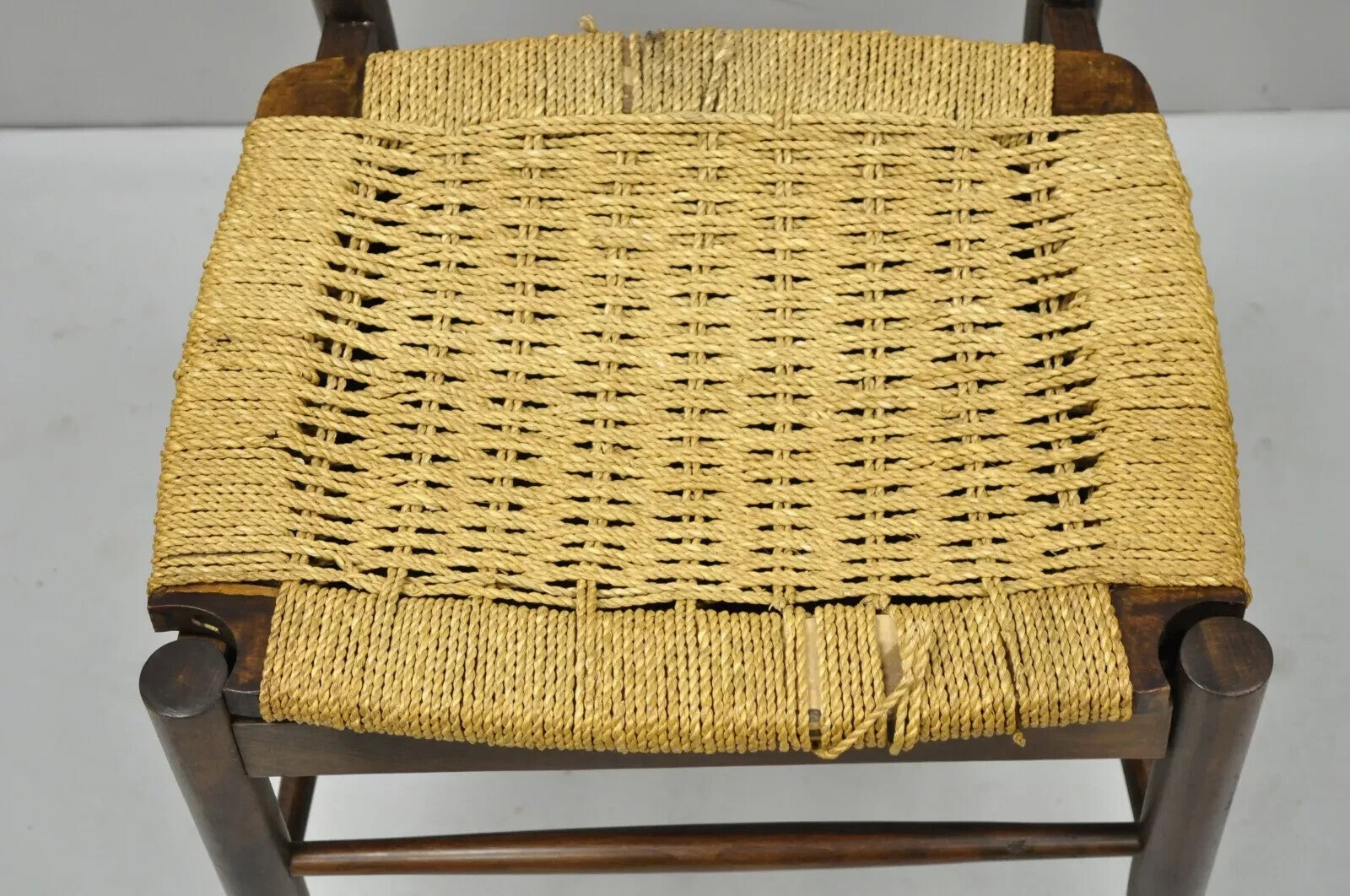Vintage Mid Century Italian Modern Wood & Rope Clothing Valet Butlers Chair