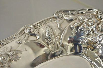 Vintage Floral Embossed Victorian Silver Plated 12" Oval Bar Nut Dish by PS & Co