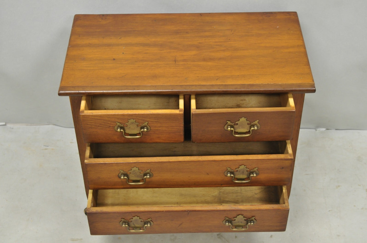 Antique Walnut Miniature Salesman Sample Small Chippendale Chest of Drawers