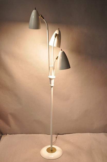 Gerald Thurston for Lightolier Mid Century Modern White Metal Pole Floor Lamp