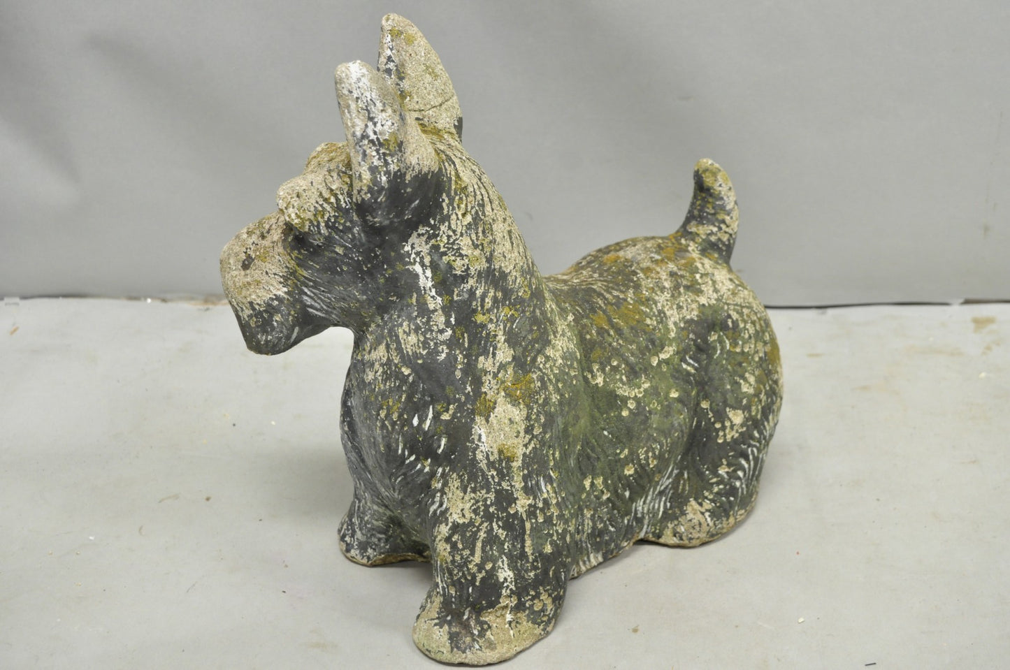 Vintage Scottish Terrier Scotty Dog 12" Small Cast Stone Concrete Garden Figure