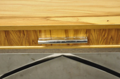 Century Furniture Modern Chrome and Zebra Wood Metal Base Desk Table 849-761