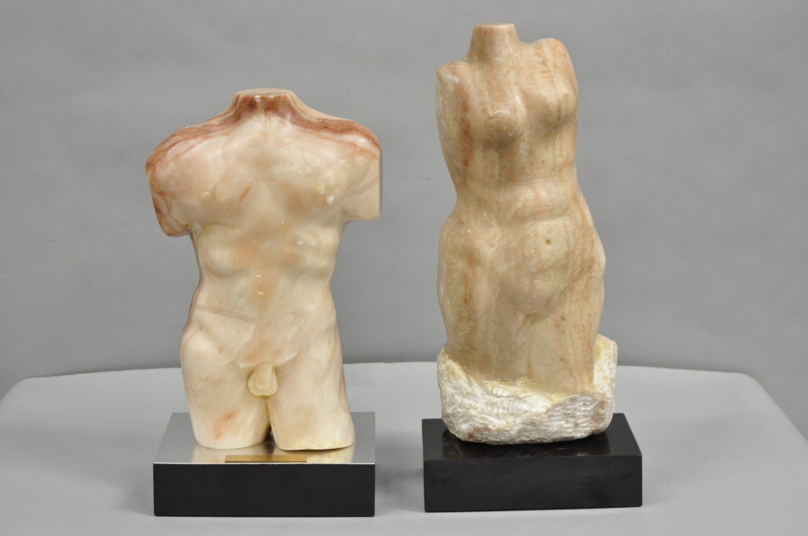 Morton Gaffin Female Nude Bust Modernist Carved Peach Alabaster Sculpture