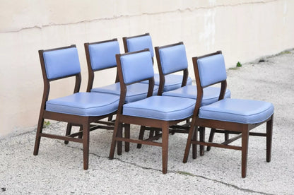 Vintage Mid Century Modern Jens Risom Style Blue Sculpted Dining Chair -Set of 6