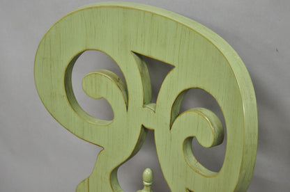Contemporary Regency Style Red Green Yellow Scroll Back Dining Chairs - Set of 8
