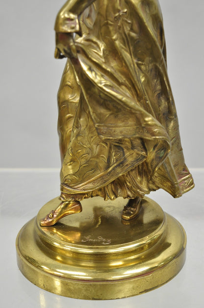 Antique French Victorian 18" Bronze Maiden Sculpture after Adrien Etienne Gaudez