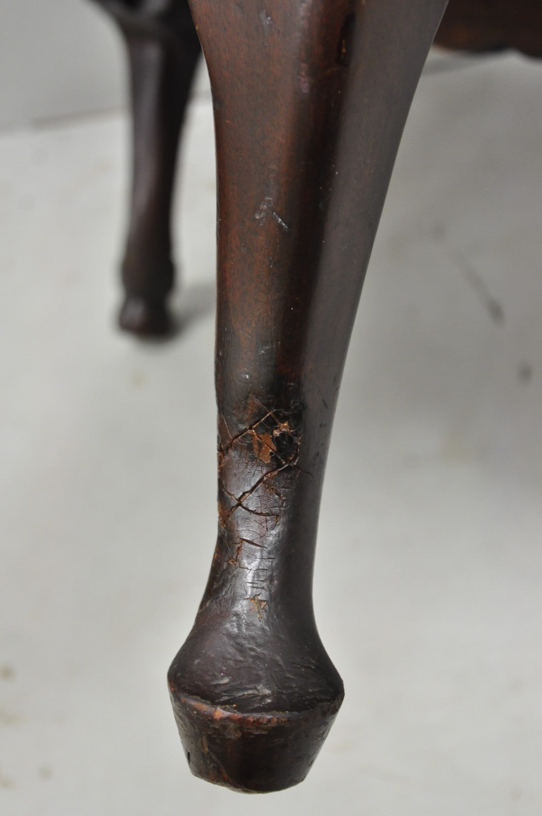 Antique English Georgian Style Carved Mahogany Red Library Lounge Arm Chair